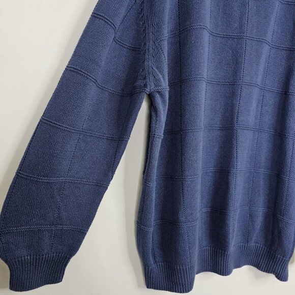 Vintage KNIGHTSBRIDGE Men's Pullover Sweater NAVY BLUE Size L Grandpa Cotton - Picture 3 of 8